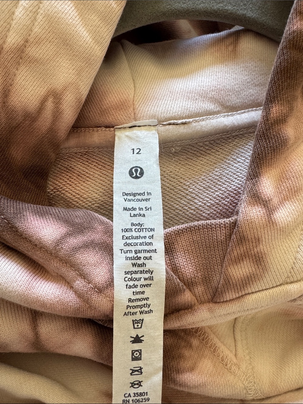Lulu lemon All Yours Hoodie - Earth Dye size 12 - Picture 6 of 6